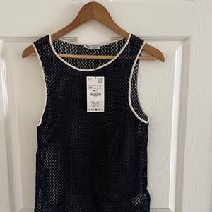 Zara Navy Mesh Tank Top